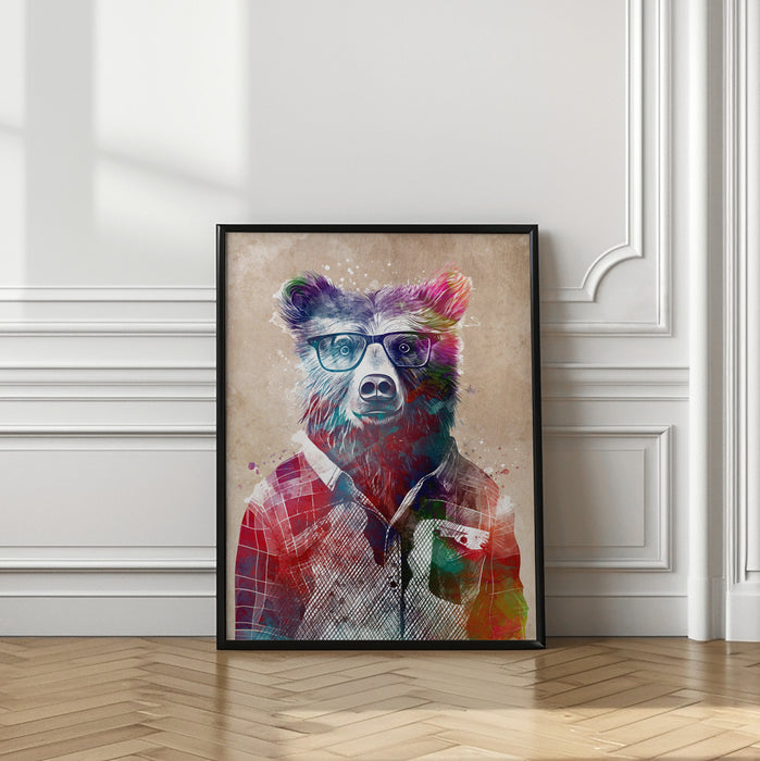 Hipster Bear Framed Art Modern Wall Decor