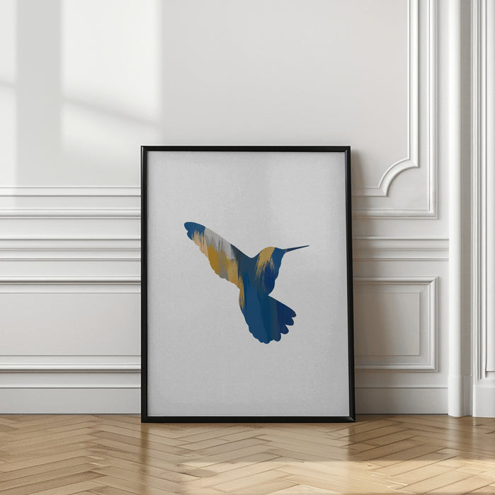 Blue & Yellow Hummingbird Ii Framed Art Modern Wall Decor