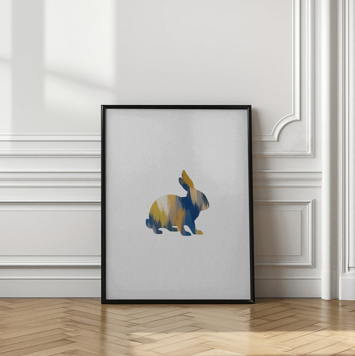 Blue & Yellow Rabbit Framed Art Modern Wall Decor