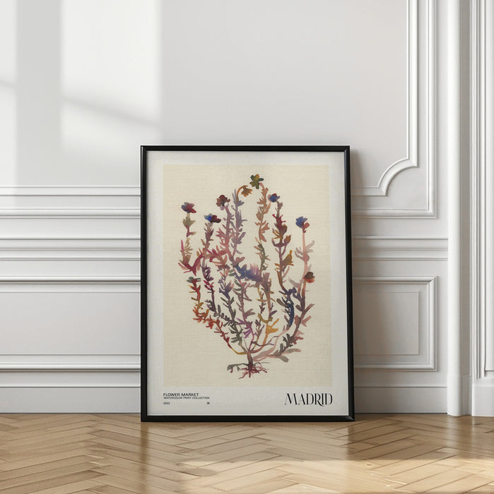 Watercolor print collection. Flower market - Madrid Framed Art Modern Wall Decor