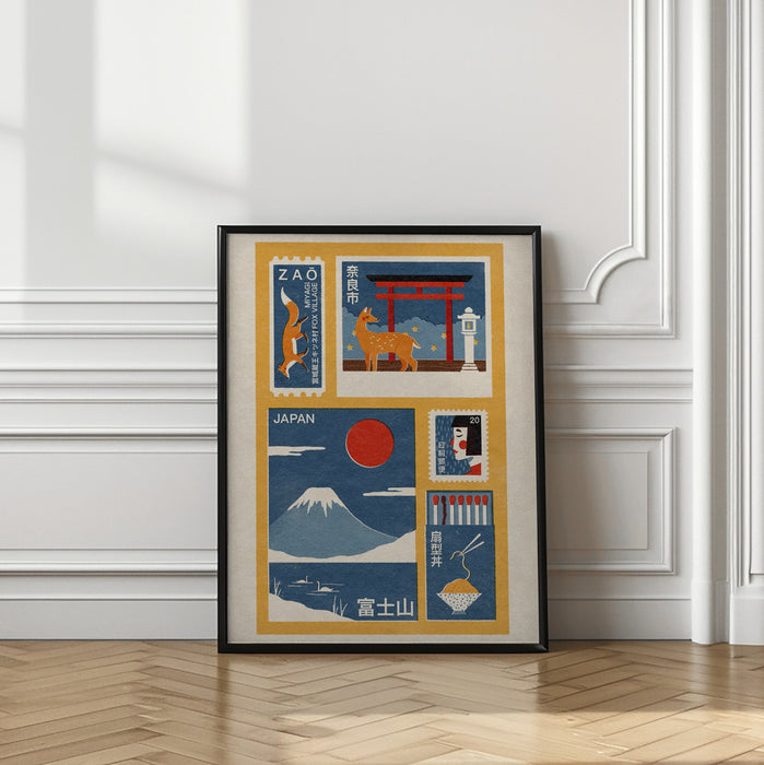 Japanese Ephemera Framed Art Modern Wall Decor