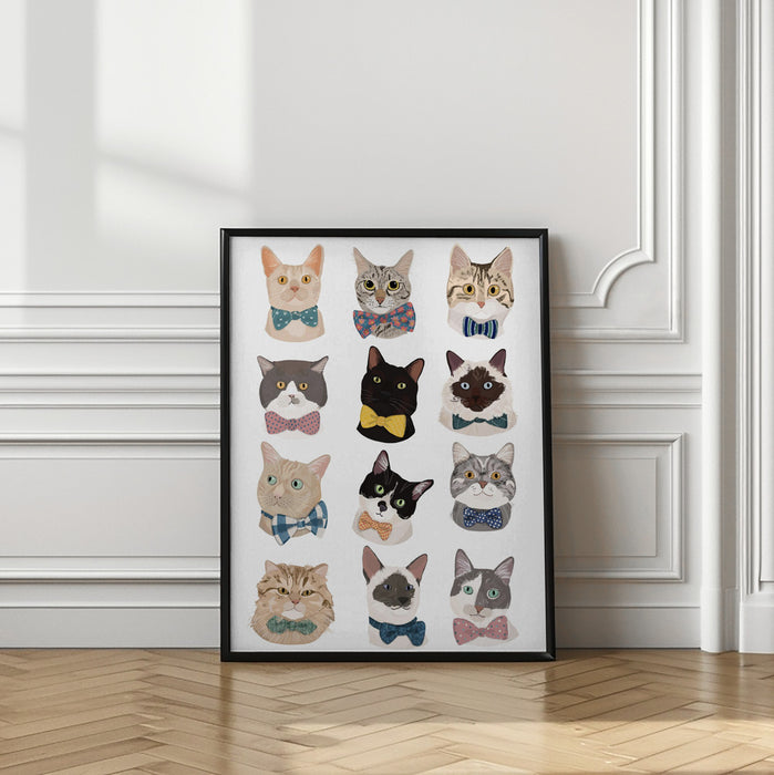 Cats In Bow Tie Framed Art Wall Decor