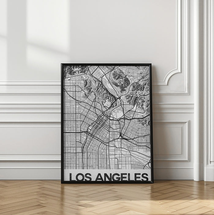 Los Angeles White Framed Art Modern Wall Decor