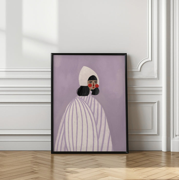 The Woman With the White Hat Framed Art Modern Wall Decor