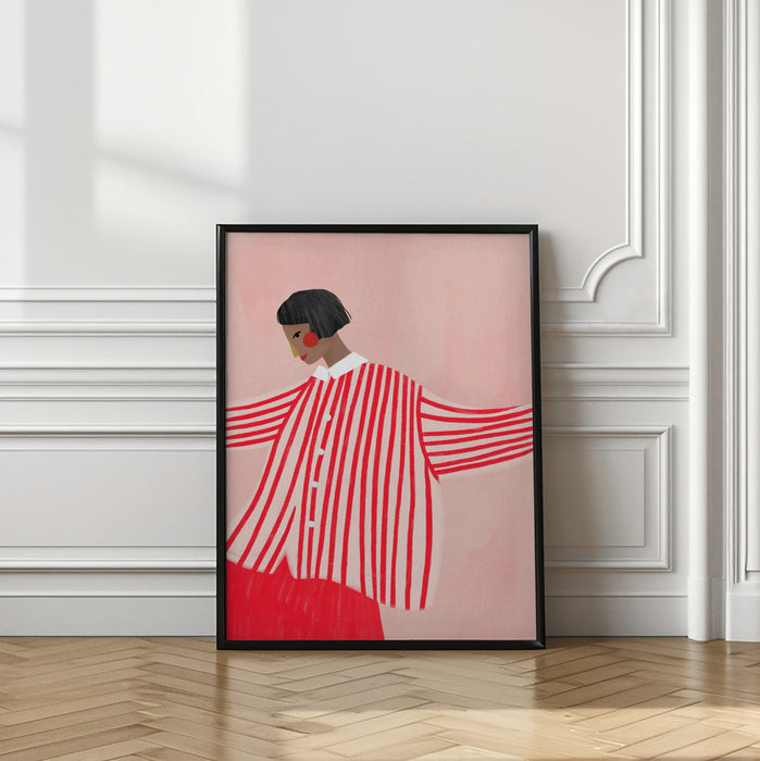 The Woman With the Red Stripes Framed Art Modern Wall Decor