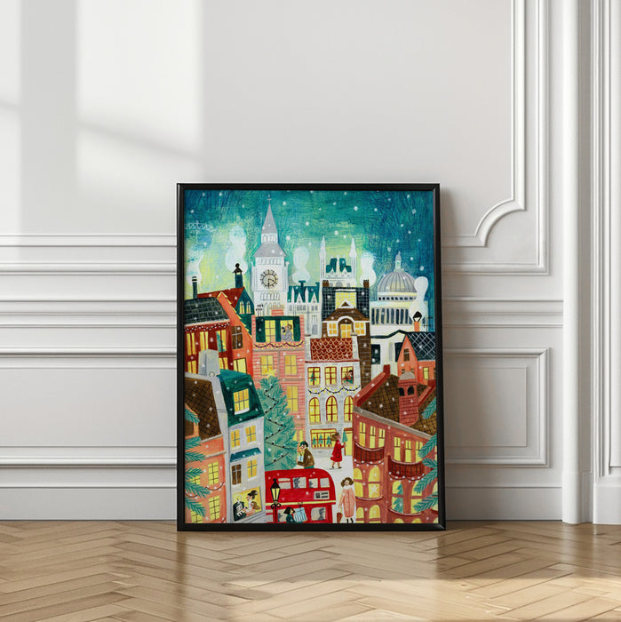 Christmas London in the snow Framed Art Modern Wall Decor