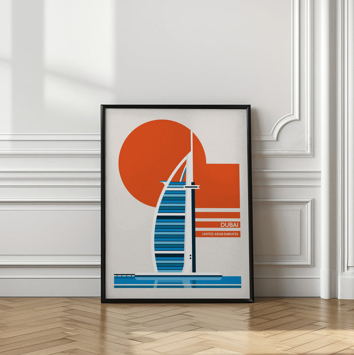 Dubai Burj Al Arab Minimalist Retro Travel Print Framed Art Modern Wall Decor