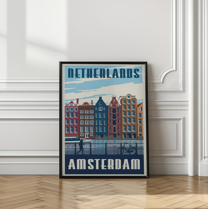 Amsterdam Travel Print Framed Art Modern Wall Decor