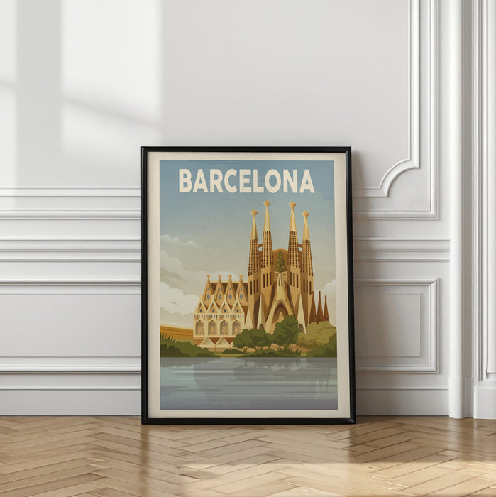 Barcelona Travel Print Framed Art Modern Wall Decor