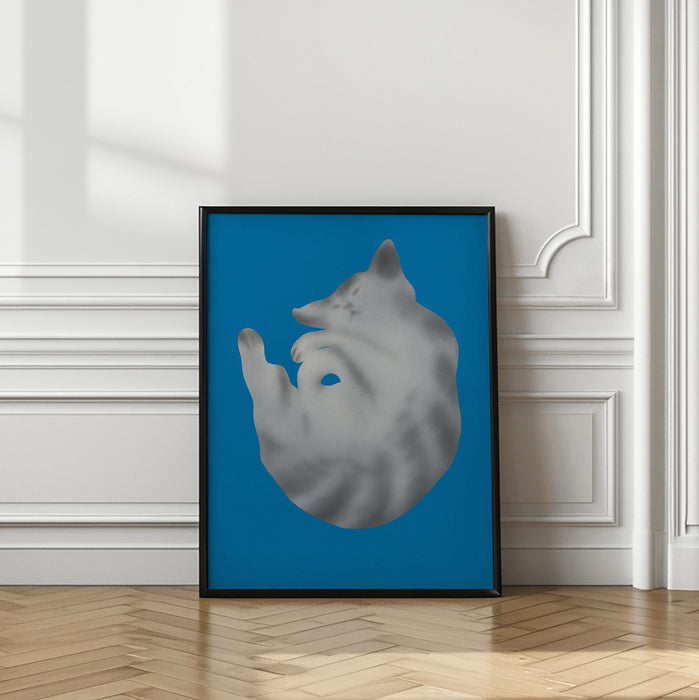 Silver cat portrait Framed Art Modern Wall Decor