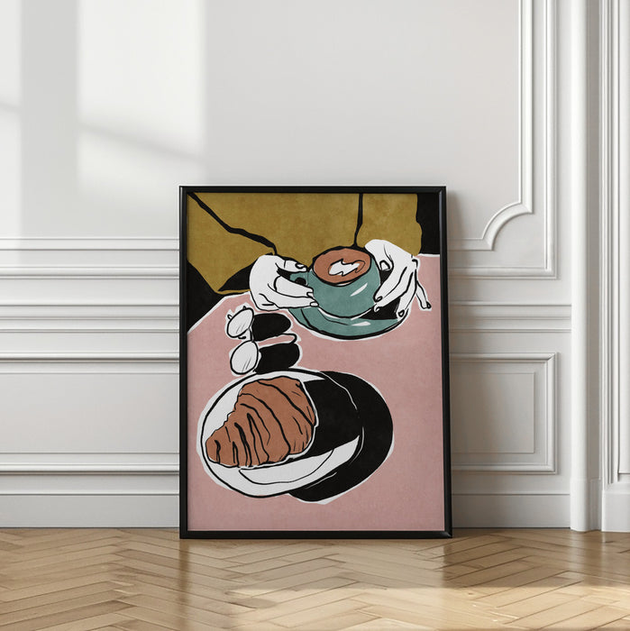 Croissant et café au lait Framed Art Modern Wall Decor