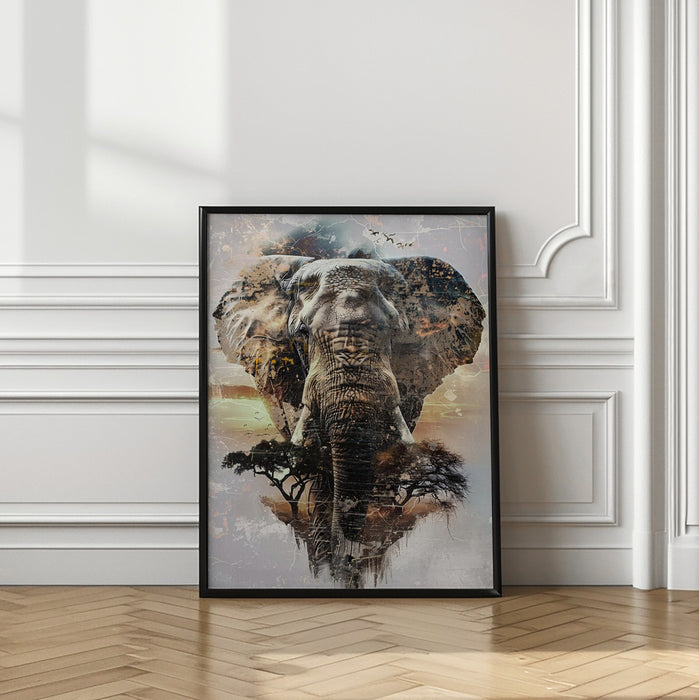 Elephant Africa Wild Animal Vintage Illustration Art 02 Framed Art Modern Wall Decor