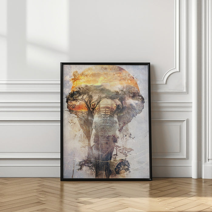 Elephant Africa Wild Animal Vintage Illustration Art 03 Framed Art Modern Wall Decor