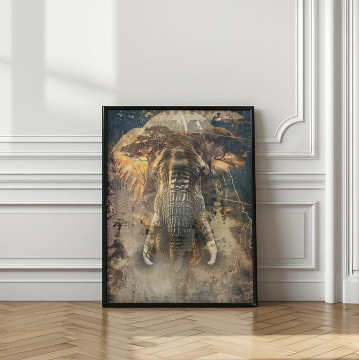 Elephant Africa Wild Animal Vintage Illustration Art 04 Framed Art Modern Wall Decor