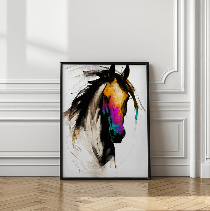 Horse Wild Tribal Illustration Art 01 Framed Art Modern Wall Decor