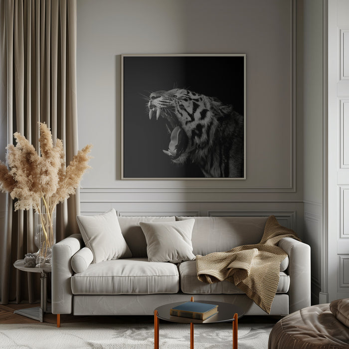 Primal Yawn #4 Square Canvas Art Print