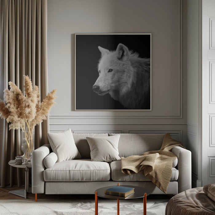 White Wolf #2 Square Canvas Art Print