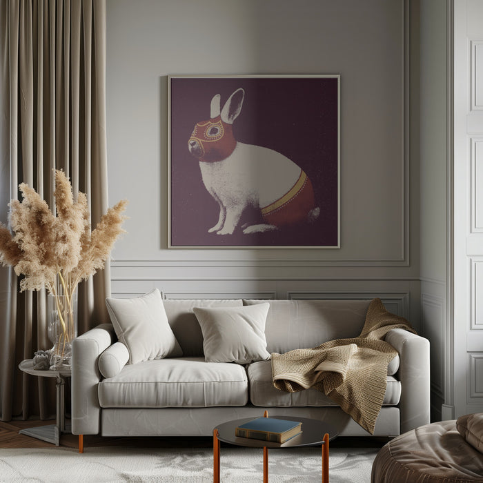 Lapin Catcheur Square Canvas Art Print