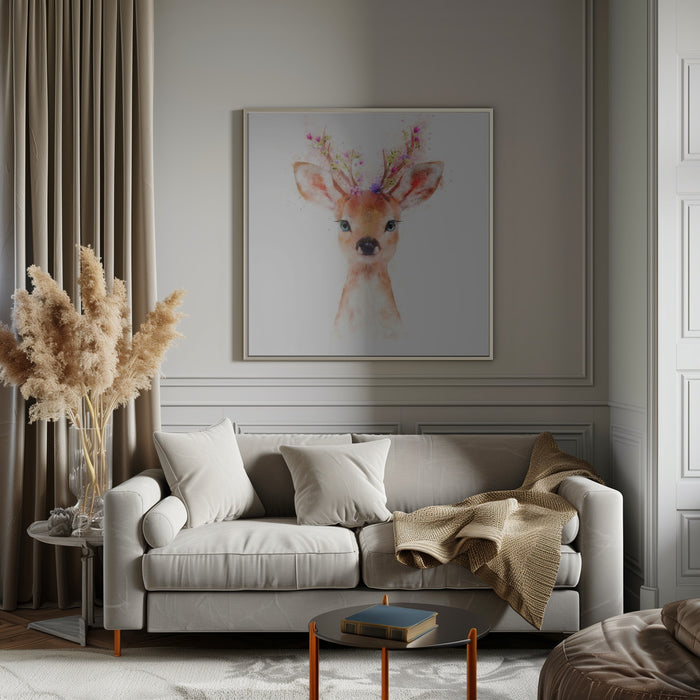 Baby Deer Square Canvas Art Print