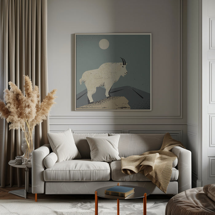 Mountain Goat Square Canvas Art Print