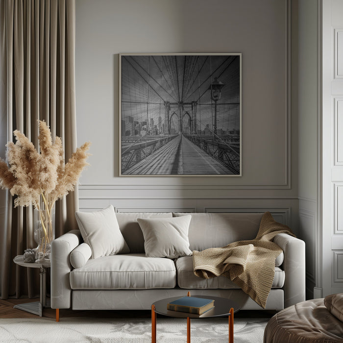 NYC Brooklyn Bridge Square Canvas Art Print