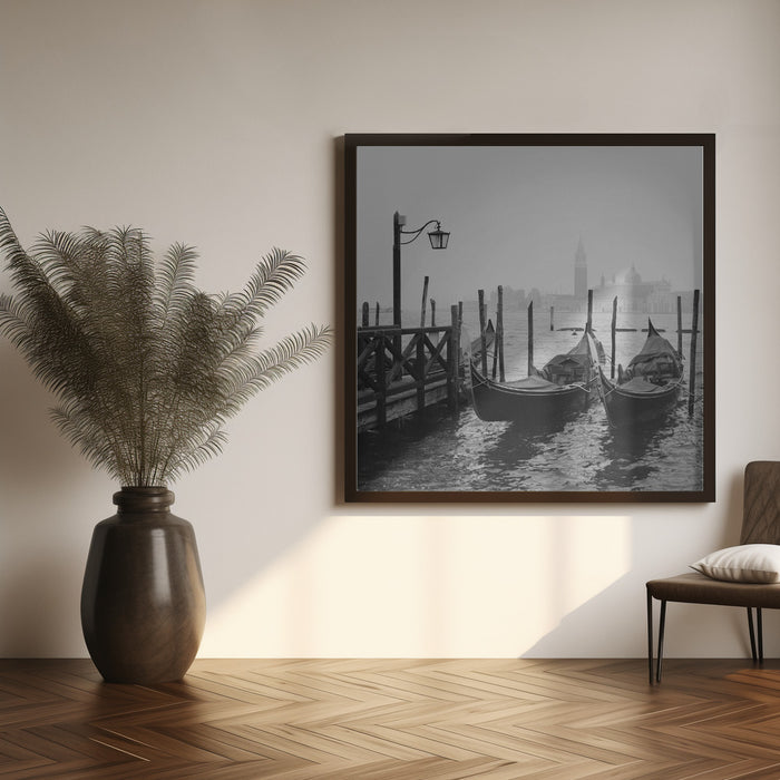 Morning in Venice Square Canvas Art Print