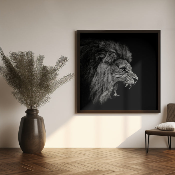 Roaring Lion #2 Square Canvas Art Print