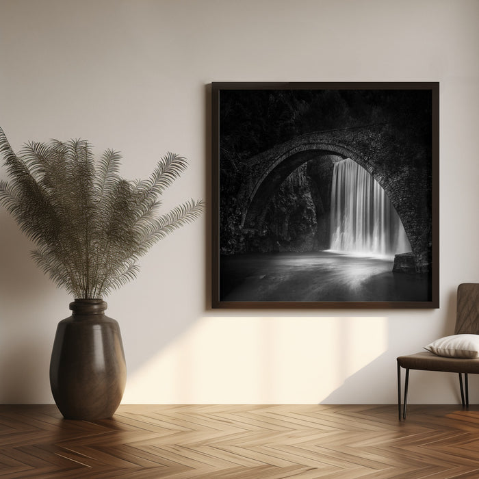 Paleokaria Waterfall Square Canvas Art Print