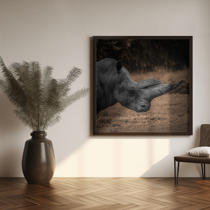 Rhinoceros Square Canvas Art Print