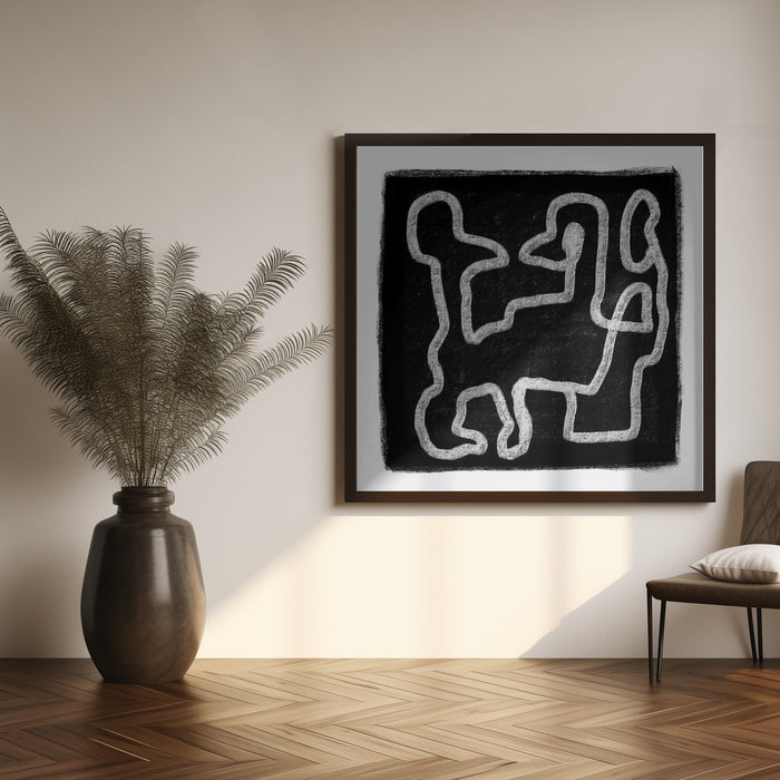 Black Scribble 2 Square Canvas Art Print