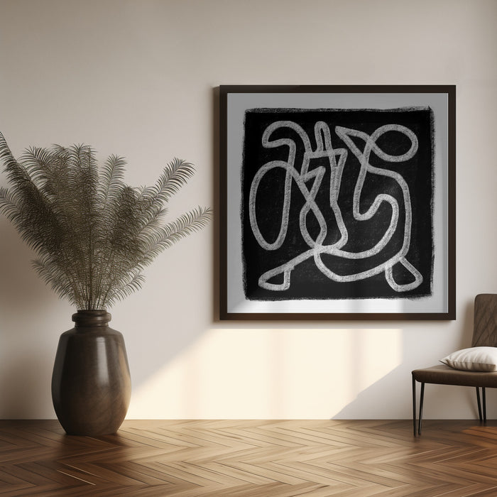 Black Scribble 3 Square Canvas Art Print