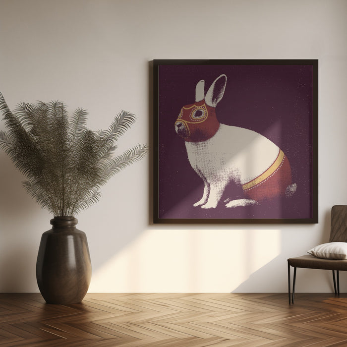 Lapin Catcheur Square Canvas Art Print