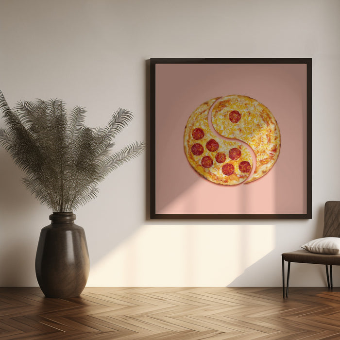 Pizza Balance Square Canvas Art Print