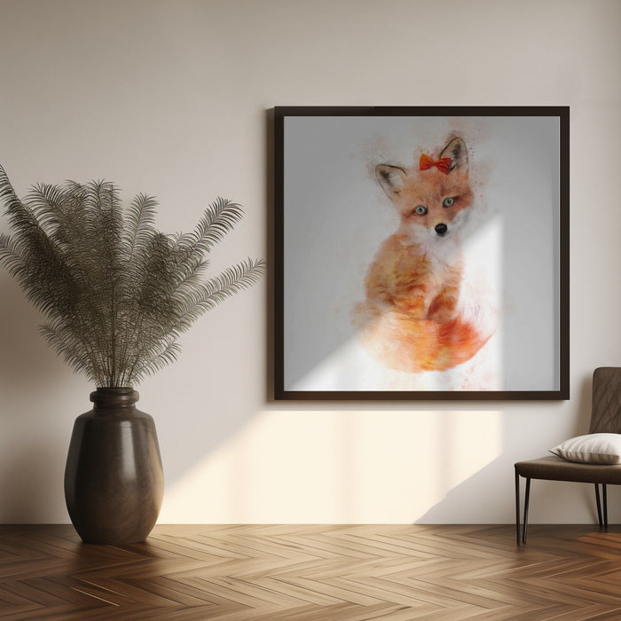 Baby Fox Square Canvas Art Print