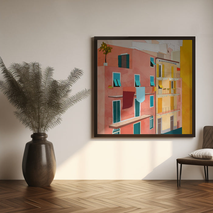 Little Italy Houses Square Canvas Art Print