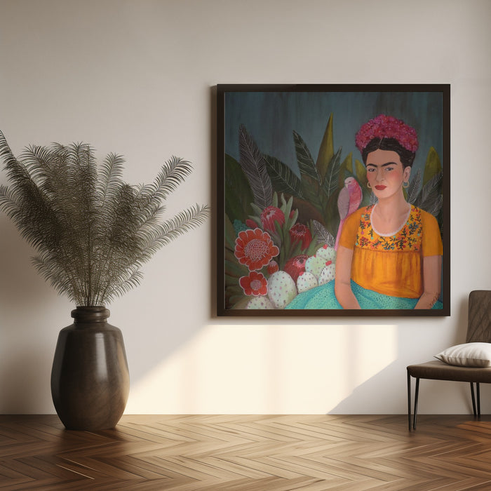 Frida a Casa Azul Square Canvas Art Print