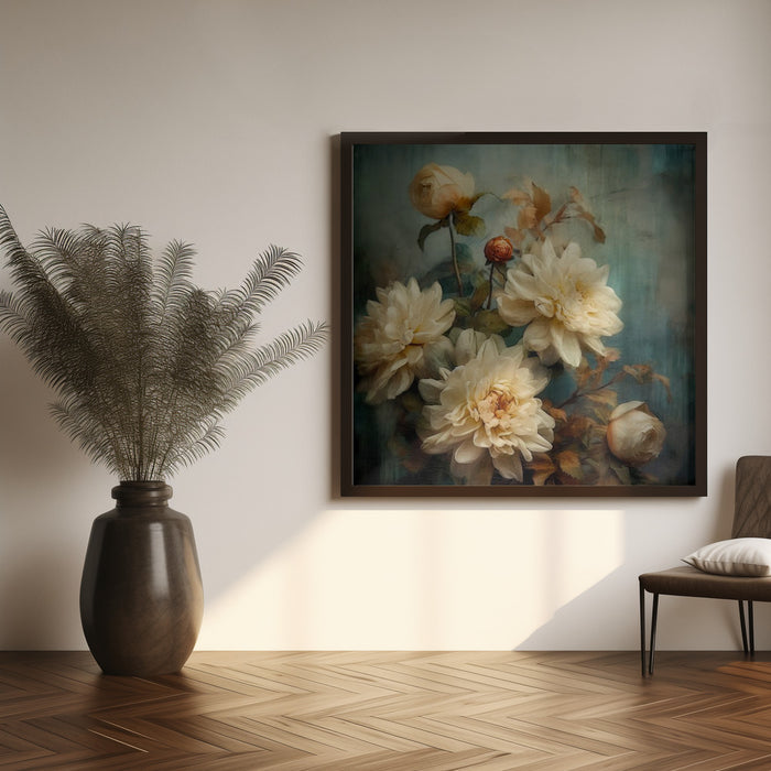 Fa Vintage Floral 53 Square Canvas Art Print