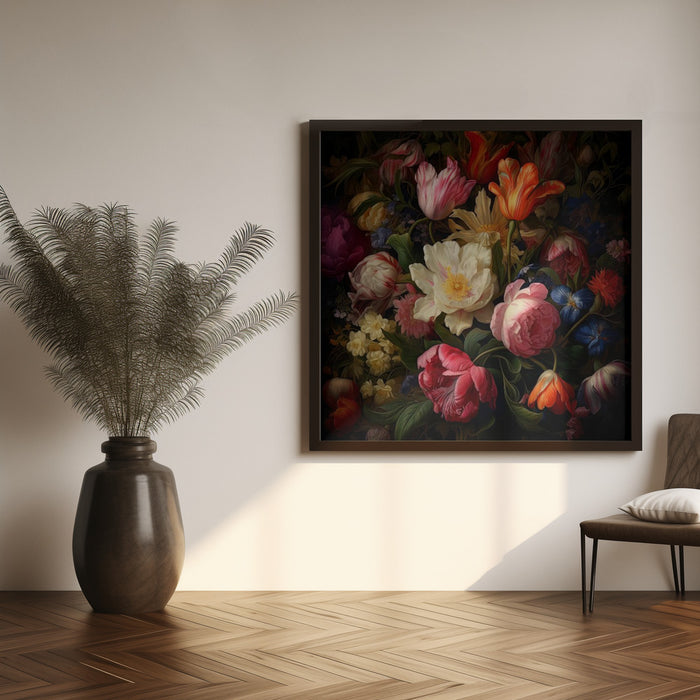 Fa Vintage Floral 57 Square Canvas Art Print