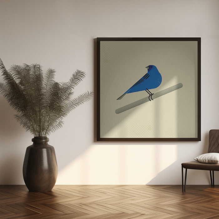 Indigo Bunting Square Canvas Art