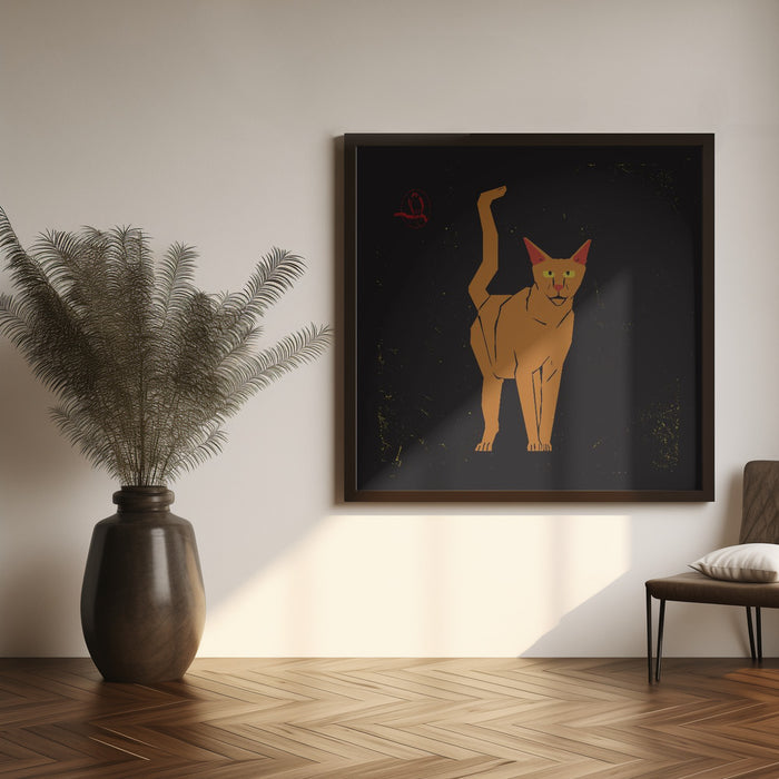 Orange Cat Square Canvas Art Print