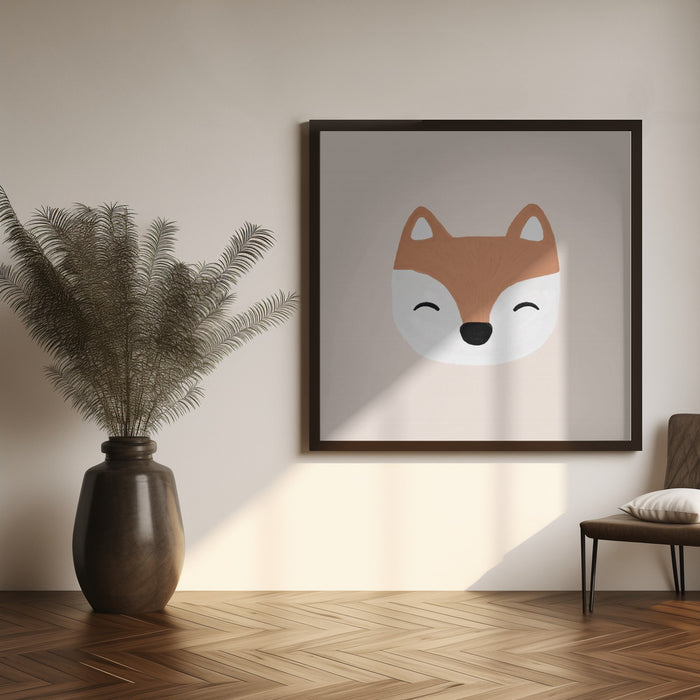 Blush Fox Square Canvas Art