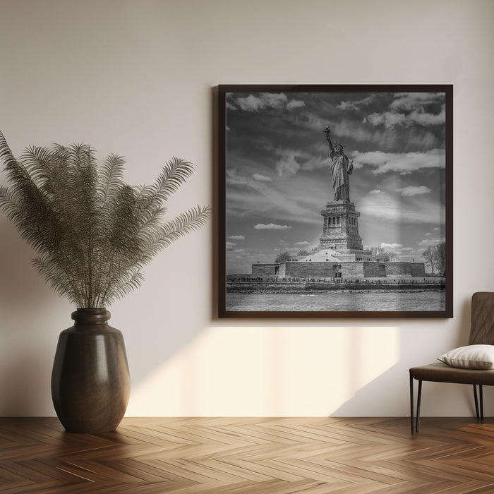 NYC Statue of Liberty Square Canvas Art Print