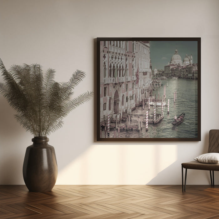 VENICE Canal Grande with Santa Maria della Salute | urban vintage style Square Canvas Art Print