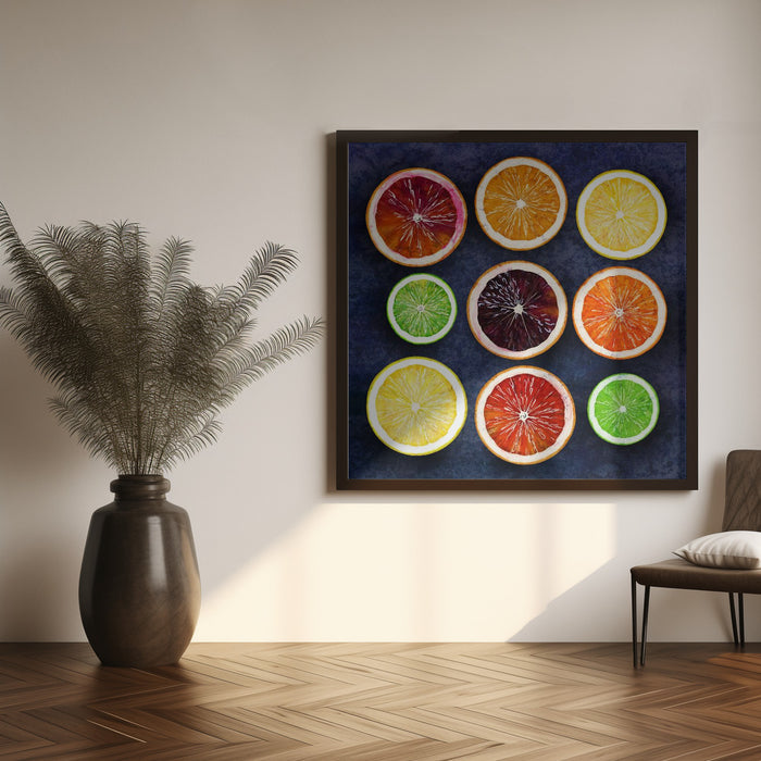 Citrus energy Square Canvas Art Print