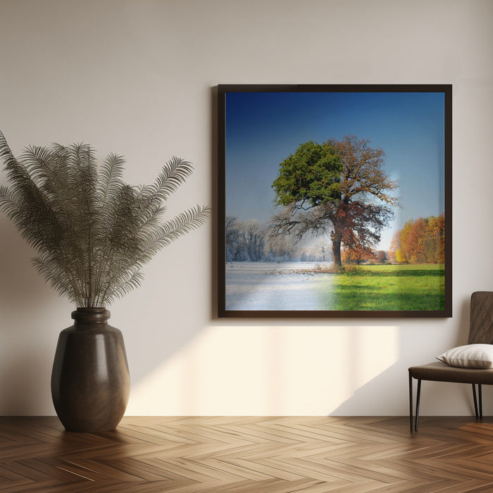 4 seasons Square Canvas Art Print