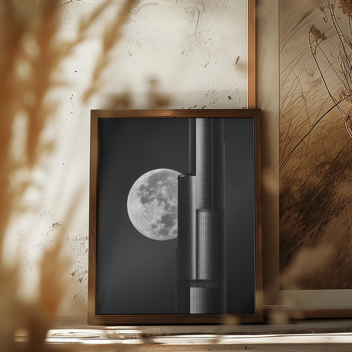 Super moon Burjkhalifa Framed Art Modern Wall Decor