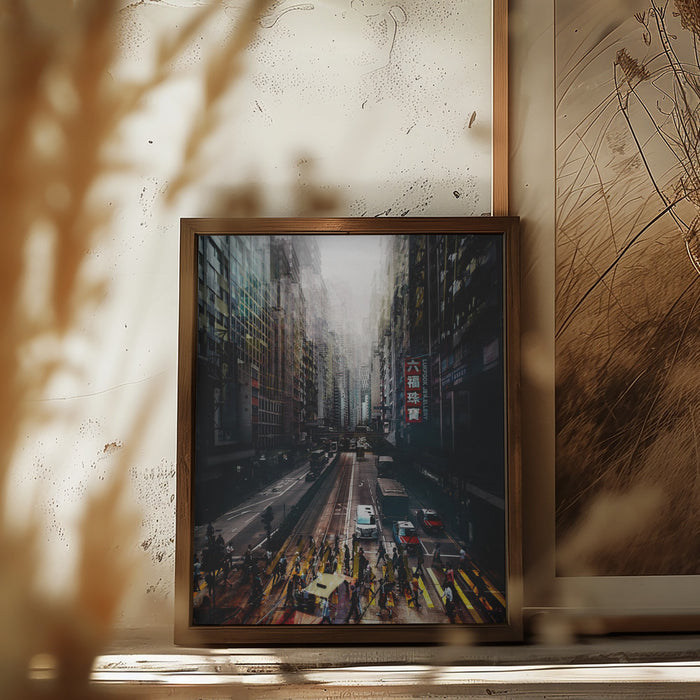 streets of Hong Kong Framed Art Modern Wall Decor