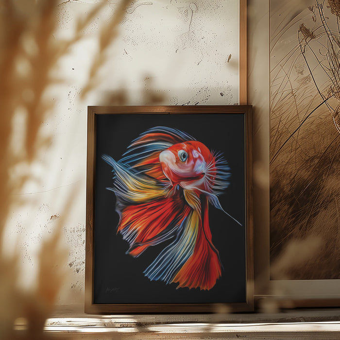 Colorful Fish Framed Art Modern Wall Decor