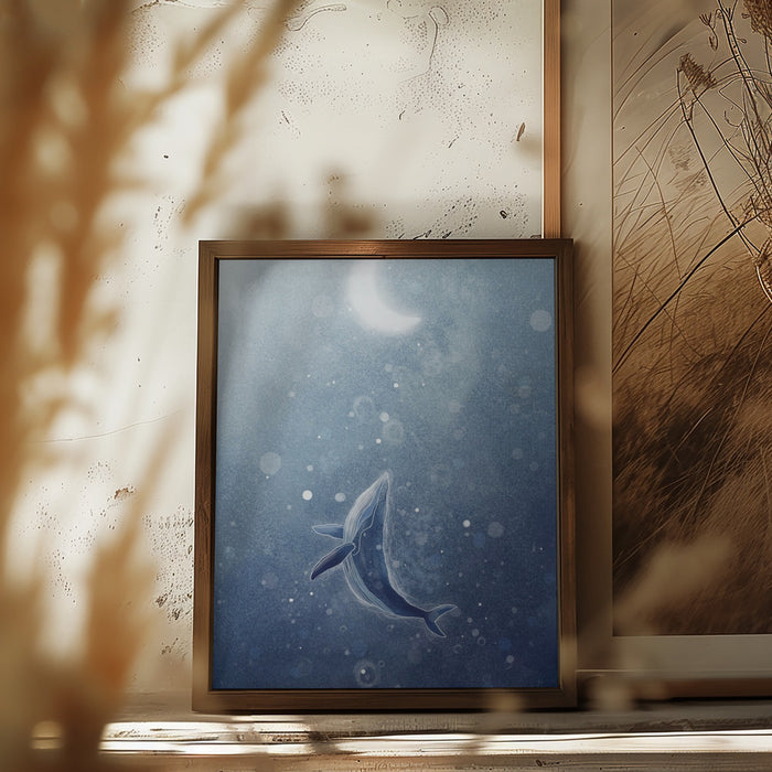 Galaxy Whale Framed Art Modern Wall Decor