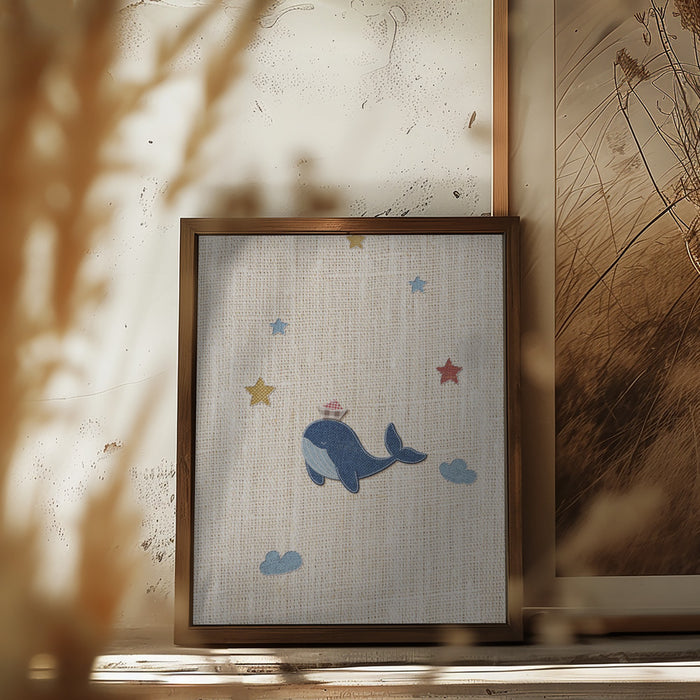 Cute Whale Framed Art Modern Wall Decor